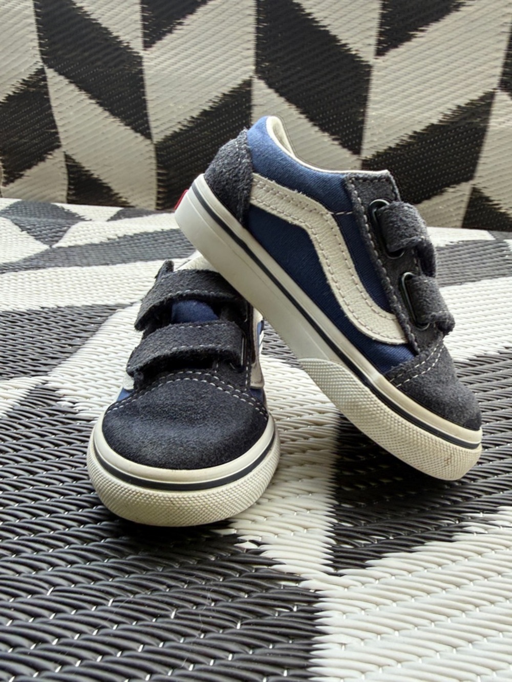 Vans Kids Navy & Gray Velcro Skate Sneakers